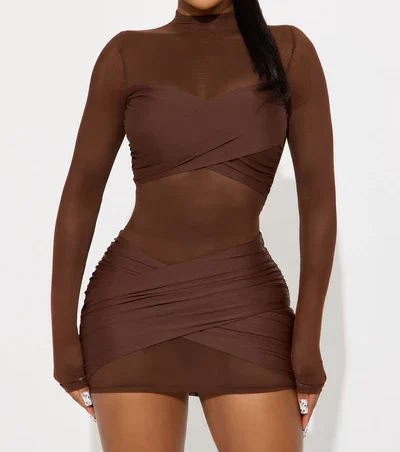 Gracie Form Double Lined Mini Dress - Chocolate